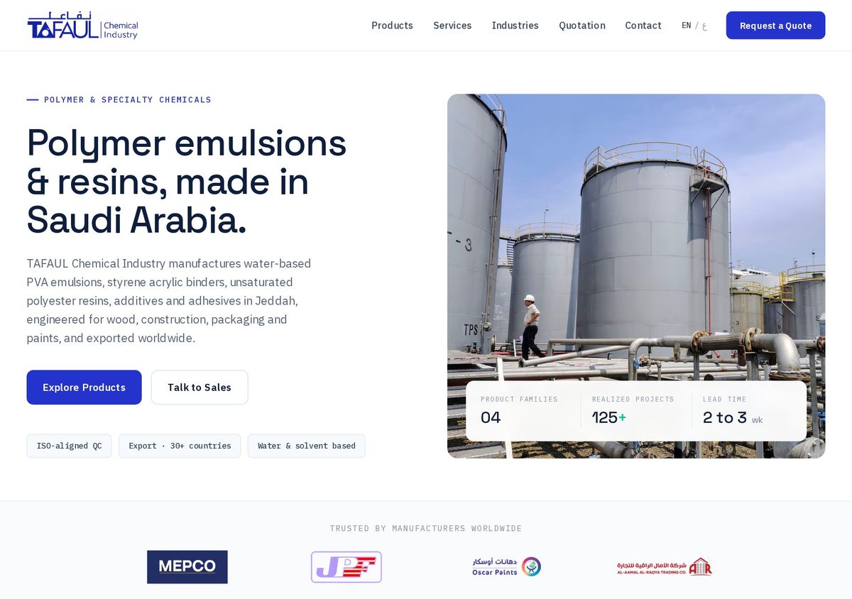 TAFAUL Chemical Industry corporate website homepage
